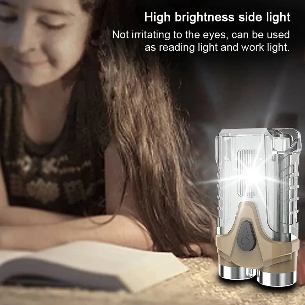 Compact Size Dual-Light Flashlight USB Rechargeable High Brightness Keychain Light Portable Outdoor Camping Fishing Light