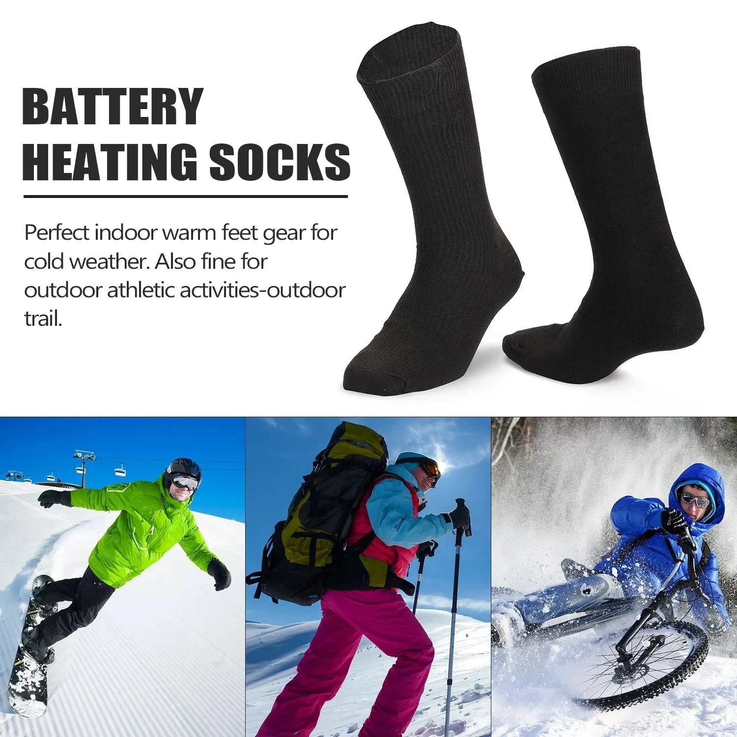 Electric Heated Socks Battery Powered Cold Weather Heat Socks Outdoor Riding Camping Hiking Motorcycle Warm Winter Socks