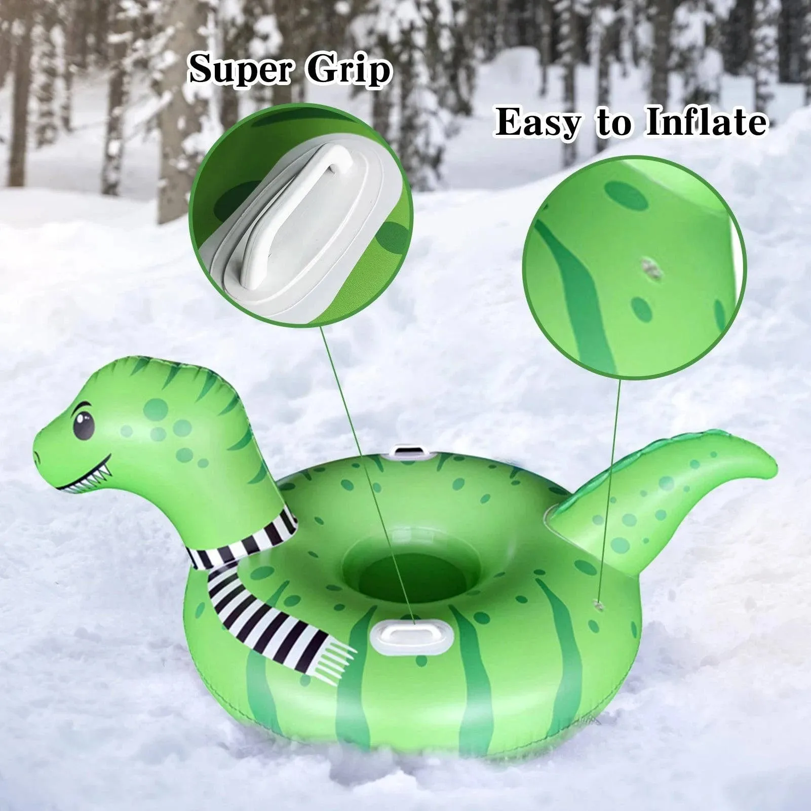 Thicken Snow Tube Inflatable Snow Sleds with Handles Winter Toys Snow Tubing for Kids Adults